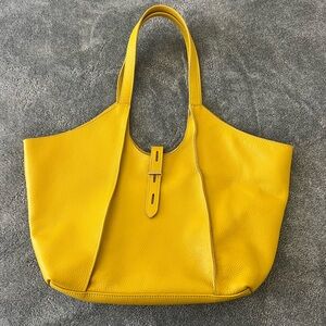 Yellow Leather Tote Bag